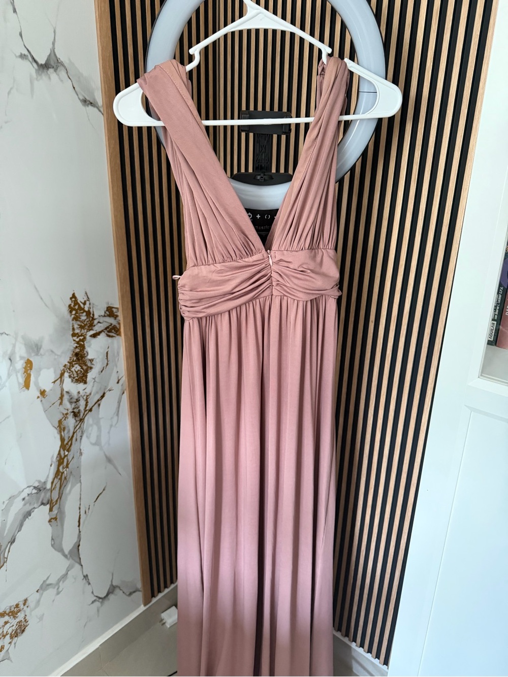 Dress Day Dusty Rose Plunging V-Neck Maxi Dress Size Small - Picture 3 of 5